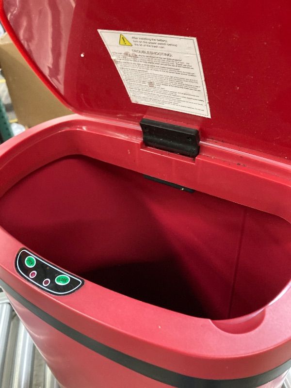 Photo 1 of ***DAMAGE -NON-FUNCTIONAL -MANUAL ONLY*** Kitchen Trash Can Bathroom Bedroom Office Garbage Can with Lid Waste Bin Stainless Steel 13 Gallon / 50L,Red