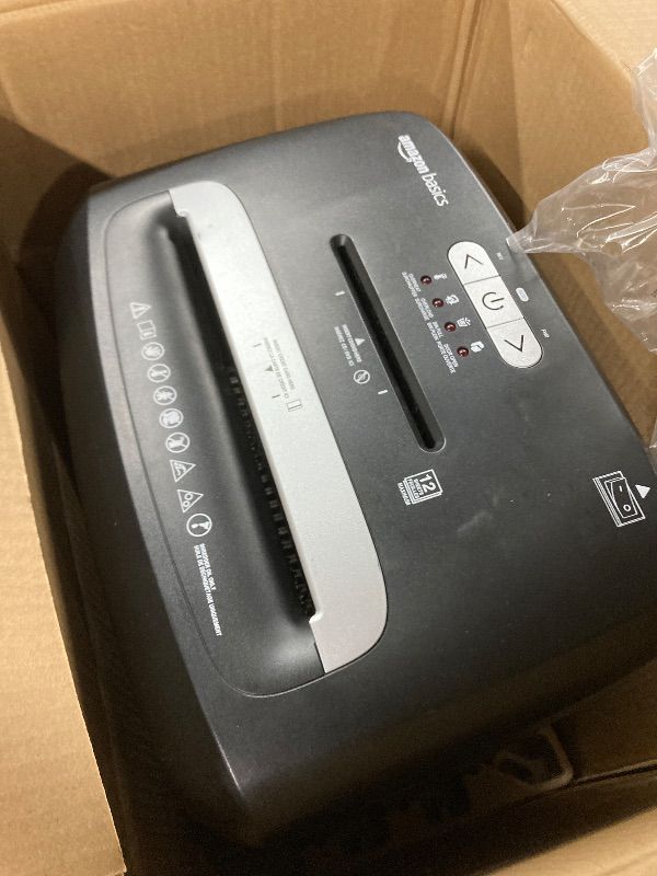 Photo 1 of ***SELLING AS  NON-FUNCTIONAL -PARTS ONLY*** Amazon Basics 12 Sheet High Security Micro Cut Paper, Credit Card and CD Shredder with 6 Gallon Easy Emptying Bin, Casters, Black