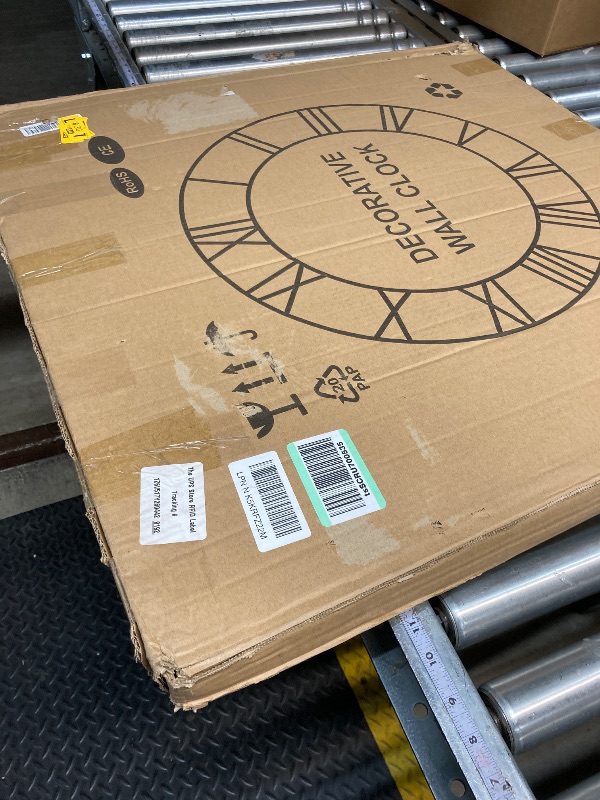 Photo 1 of ***DAMAGE -SELLING AS IS*** Mee 2ou 30 Inch Large Metal Wall Clock with Voice and Light Sensor Night Light, Glow in The Dark Non-Ticking Silent Battery Operated Decorative Oversized Wall Clock for Bedroom Living Room Decor ***NUMBERS BENT SLIGHTLY, BOX R