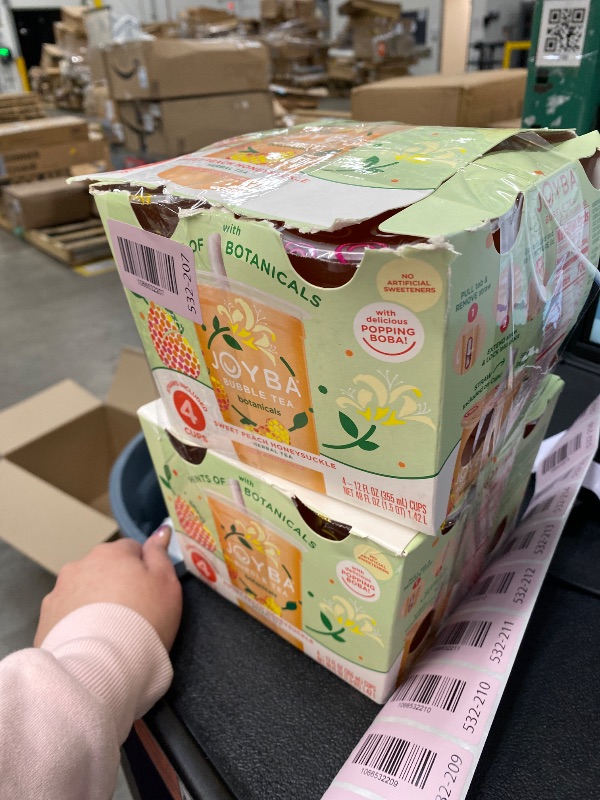 Photo 1 of ****** 2 PACK***** Joyba Botanicals Sweet Peach Honeysuckle Bubble Tea, 12 fl oz Cup (Pack of 4)