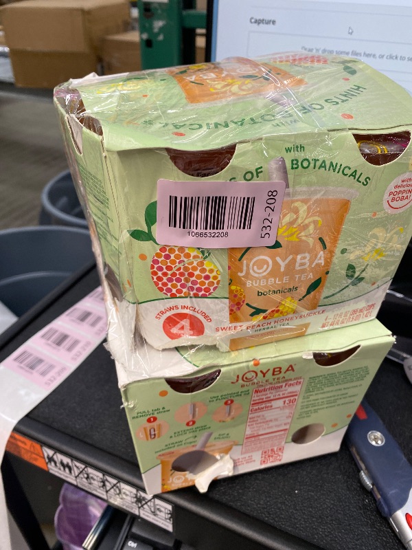 Photo 1 of ****** 2 PACK*****Joyba Botanicals Sweet Peach Honeysuckle Bubble Tea, 12 fl oz Cup (Pack of 4)