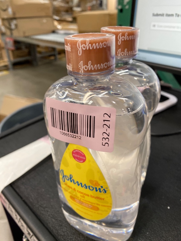 Photo 1 of ****** 2 PACK*****Johnson's Baby Oil, Mineral Oil Enriched with Shea & Cocoa Butter to Prevent Moisture Loss, Hypoallergenic, 20 fl. oz