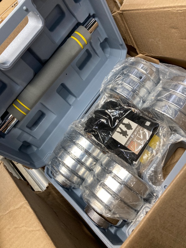 Photo 1 of ***Box is broken***PHOEROS Adjustable Dumbbell Set - 44/66/88 LBS weights set, Dumbbell Barbell 3 in 1, Steel Dumbbells Pair with Connecting Rod for Adults Women Men Fitness Workout, Home Gym Exercise Training Equipment (88lbs)***Box is broken***