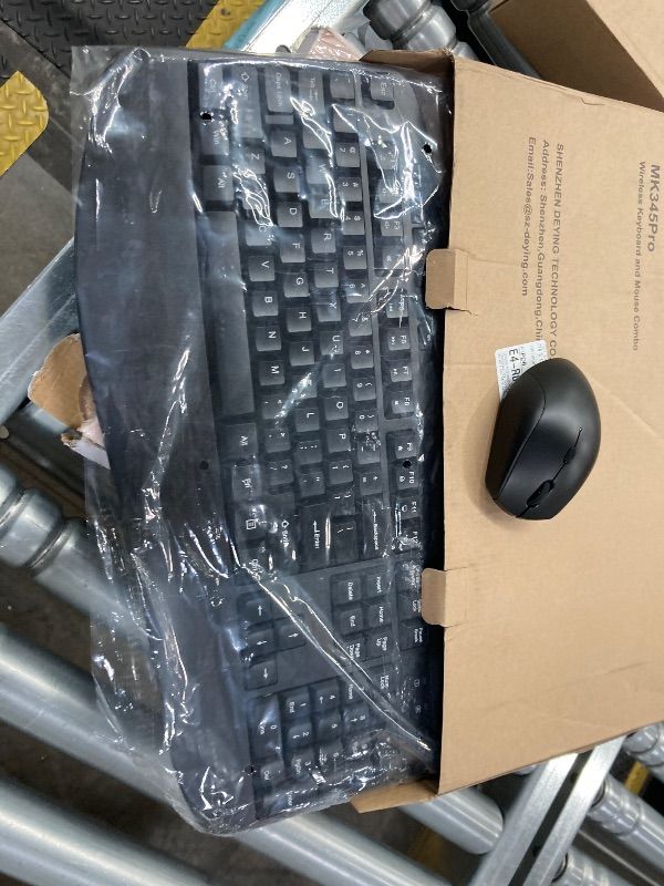 Photo 1 of ***MISSING USB***Wireless Keyboard Mouse Combo, EDJO 2.4G Full-Sized Ergonomic Keyboard with Comfortable Palm Rest and Optical Wireless Mouse for Windows, Mac OS PC/Desktops/Laptops (Classic Black)***MISSING USB***