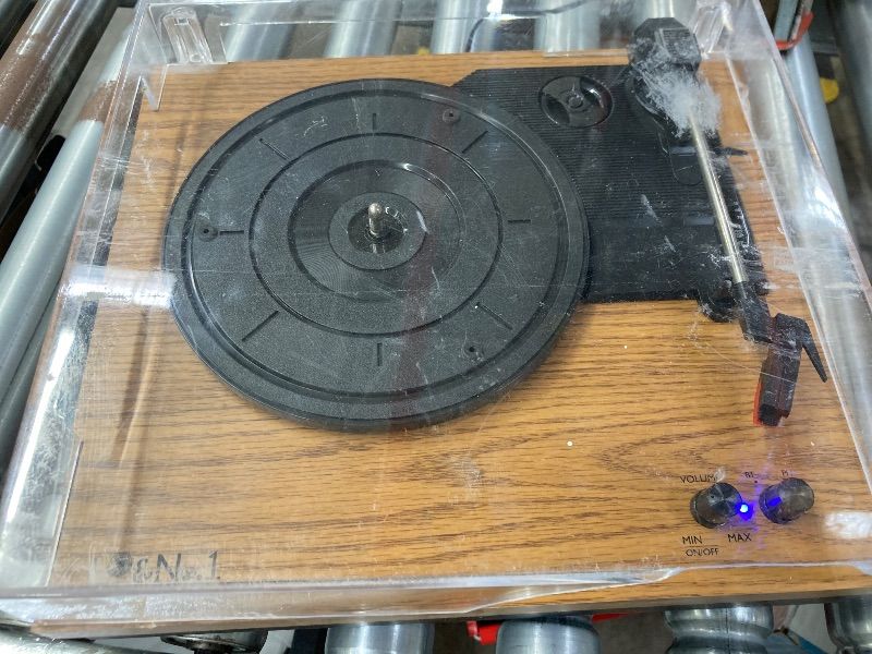 Photo 1 of **BROKEN LID**LP&No.1 Vinyl Record Players, Hi-Fi System Wireless Turntable Players with Stereo Bookshelf Speakers, Built-in Phono Preamp, Belt Drive 3-Speed,Yellow Wood