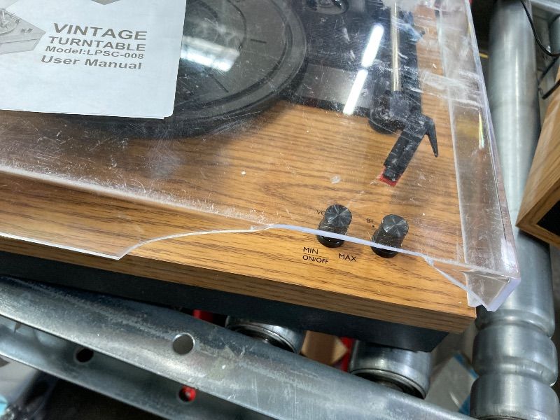 Photo 1 of **BROKEN LID**LP&No.1 Vinyl Record Players, Hi-Fi System Wireless Turntable Players with Stereo Bookshelf Speakers, Built-in Phono Preamp, Belt Drive 3-Speed,Yellow Wood