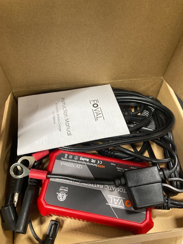 Photo 1 of [2-Pack] FOVAL Fully Automatic Trickle Charger, 1000mA 12V Smart car Battery Charger, Battery Maintainer, Float Charger for Motorcycle Car Lawn Mower Boat SLA ATV Wet Gel Cell Lead Acid Batteries