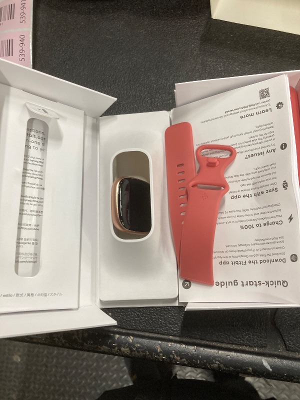 Photo 1 of (***Used***) Fitbit Versa 4 Fitness Smartwatch with Daily Readiness, GPS, 24/7 Heart Rate, 40+ Exercise Modes, Sleep Tracking and more, Pink Sand/Copper Rose, One Size (S & L Bands Included)