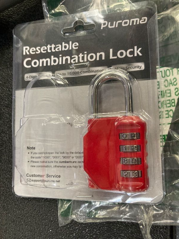 Photo 1 of ***1pack***Puroma 2 Pack Combination Lock for Locker 4 Digit Outdoor Waterproof Padlock for School, Gym, Sports, Fence, Toolbox, Gate, Case, Outdoor, Hasp Storage, Cabinets (Red & Black)***1pack***
