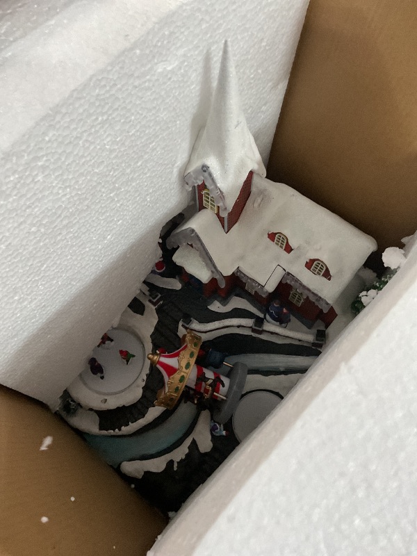 Photo 1 of ***STOCK PHOTO FOR REFERENCE ONLY***
Musical Christmas Village Houses Santa Claus Sledding Reindeer Christmas Collectible Buildings LED Lights Musical Indoor Display Figurines Xmas Decoration