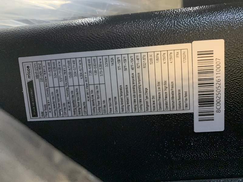 Photo 1 of ***PACKAGING DAMAGED*** MICOE 58000 BTU Swimming Pool Heat Pump Up to 30ft (8/18/30ft) and 16500 Gallons Electric Pool Heater for Above Ground or Inground Pool