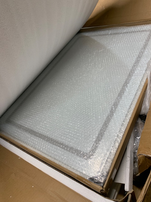 Photo 1 of ***MISSING HARDWARE*** Sweetcrispy Vanity Desk with 35.4" LED Mirror and Lights, Makeup Vanity Table with Charging Station (2AC/USB/C), 2 Drawers & Large Cabinet, 3 Lighting Color Adjustable, Modern Dressing Table, White