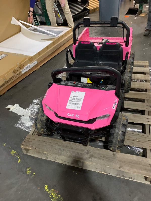 Photo 1 of ***DAMAGED | TRUCK/TRAILER PICKUP ONLY*** Hetoy 24V Ride on Toys, 2 Seater Dump Truck Car for Kids 4-8, 4WD Electric Tractor with Remote Control, Dump Bed, 3 Speed Modes, Music Player