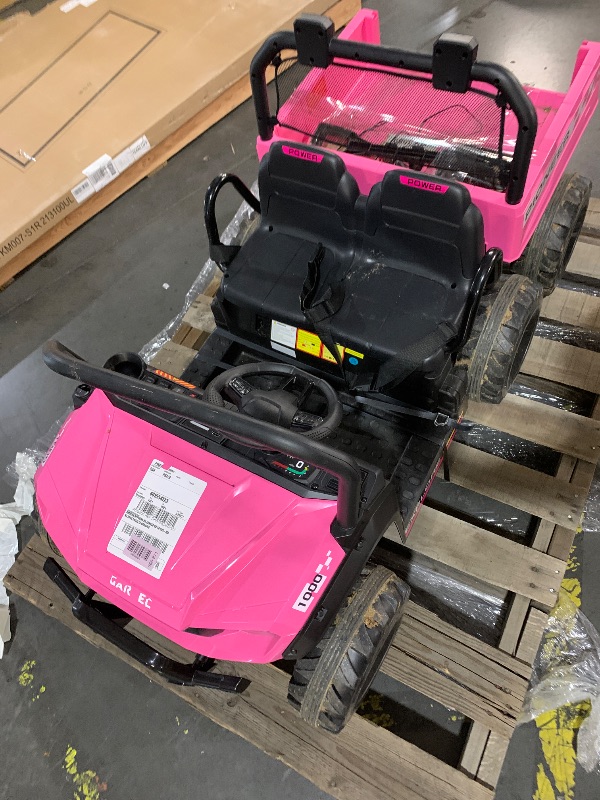 Photo 1 of ***DAMAGED | TRUCK/TRAILER PICKUP ONLY*** Hetoy 24V Ride on Toys, 2 Seater Dump Truck Car for Kids 4-8, 4WD Electric Tractor with Remote Control, Dump Bed, 3 Speed Modes, Music Player