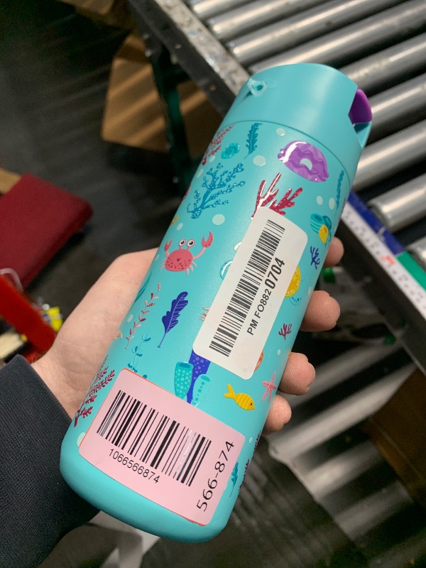Photo 1 of ***DAMAGED, HANDLE BROKEN OFF*** Elemental Insulated Kids Water Bottle, Stainless Steel Water Bottle with Straw Lid & Pop-It Handle, Leak-Proof Water Bottles for School, Boys or Girls, Travelling and Sports, 18oz - Mermaid