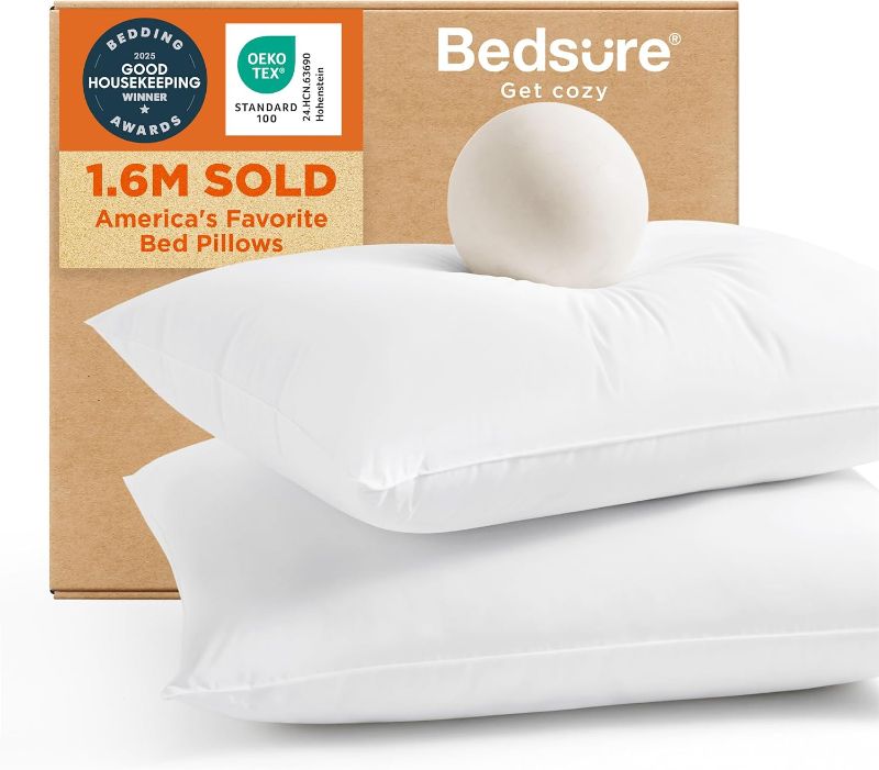 Photo 1 of ***PARTIAL SET (1/2) - PRICE ADJUSTED | FACTORY SEALED*** BEDSURE KING SIZE PILLOWS SET OF 2 - KING SIZE BED PILLOWS 2 PACK FOR SLEEPING, SOFT AND SUPPORTIVE, HOTEL QUALITY, ORIGINAL DOWN ALTERNATIVE FILLING FOR SIDE, BACK SLEEPERS
