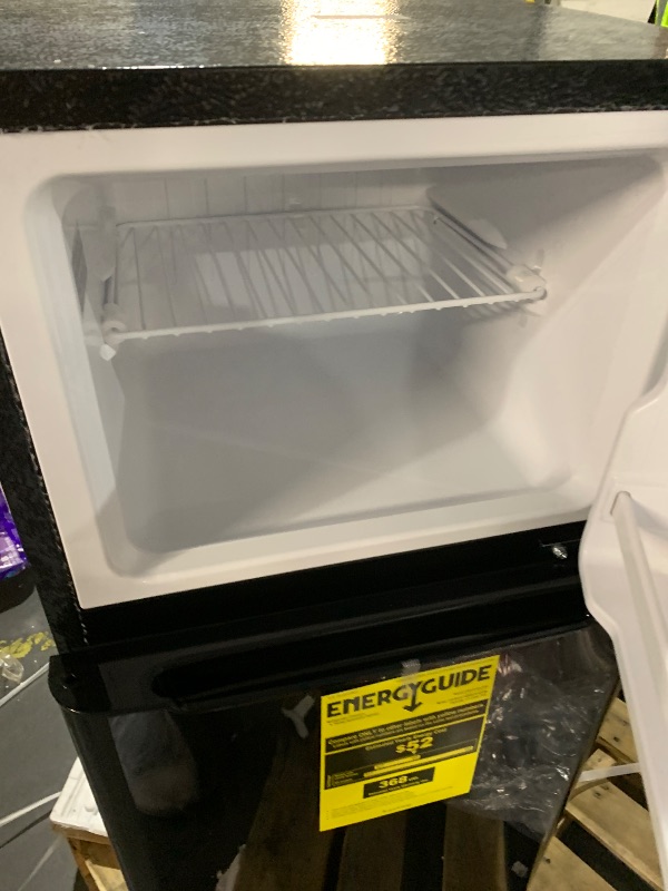 Photo 1 of ***MISSING POWER CORD/UNABLE TO TEST**

FRIGIDAIRE 2 Door Refrigerator/Freezer, 4.6 cu ft, Black Stainless Steel, Gunmetal