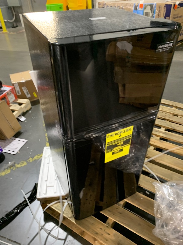 Photo 1 of ***MISSING POWER CORD/UNABLE TO TEST**

FRIGIDAIRE 2 Door Refrigerator/Freezer, 4.6 cu ft, Black Stainless Steel, Gunmetal