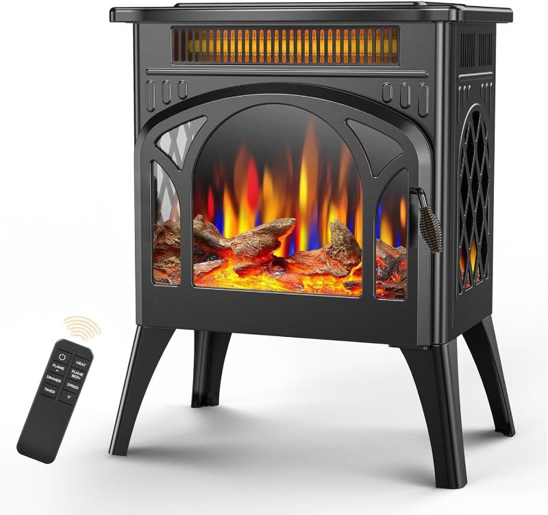 Photo 1 of ***MISSING HARDWARE*** Electric Fireplace Stove, Fast Heating, 1500W X Infrared Fireplace Heater with 8H Timer, Remote Control, Freestanding Stove with Adjustable 3D Flame Overheat Protection, Indoor Fireplace

