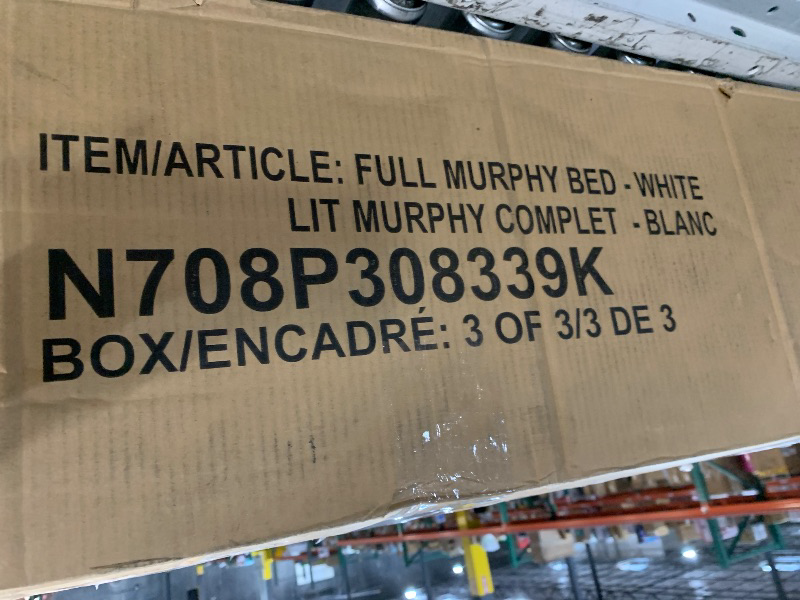 Photo 1 of ***PARTIAL SET (BOX #3 OF 3) - PRICE ADJUSTED | TRUCK/TRAILER PICKUP ONLY***  Full Size Murphy Bed Wall Bed with Cushion,White
