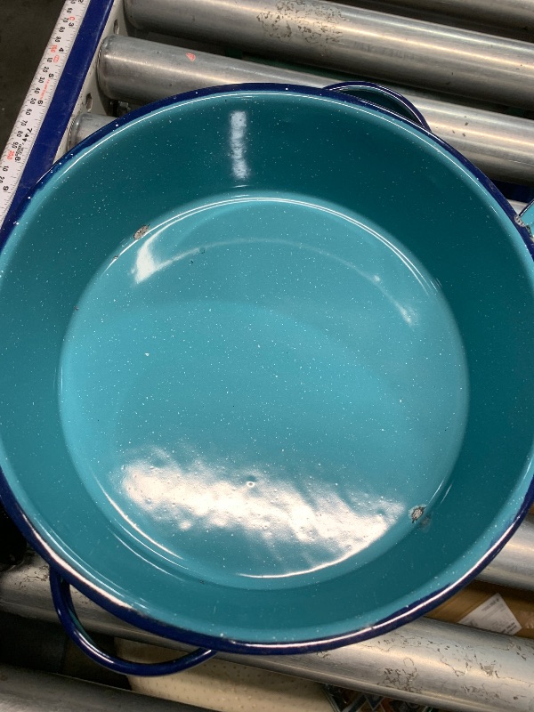 Photo 1 of ***DAMAGED, SEE PHOTOS*** 5-Quart Casserole Dish with Lid, Durable Enamel Steel, Oven & Induction Safe Casserole Dishware - Hispanic Dutch Oven for Arroz Con Pollo, Stews, Large Family Meals (Turquoise Blue)