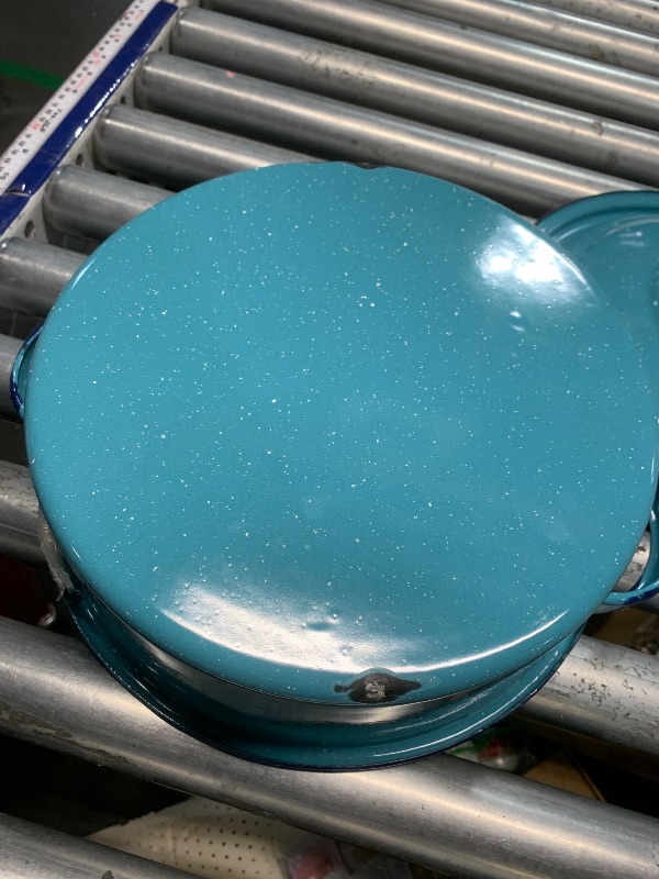 Photo 1 of ***DAMAGED, SEE PHOTOS*** 5-Quart Casserole Dish with Lid, Durable Enamel Steel, Oven & Induction Safe Casserole Dishware - Hispanic Dutch Oven for Arroz Con Pollo, Stews, Large Family Meals (Turquoise Blue)