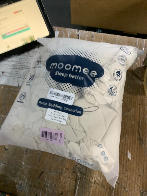 Photo 1 of ***MISSING PARTS***
MooMee Bedding Duvet Cover Set 100% Washed Cotton Linen Like Textured Breathable Durable Soft Comfy (Heathered Almond Milk Grey, King 104"x90")