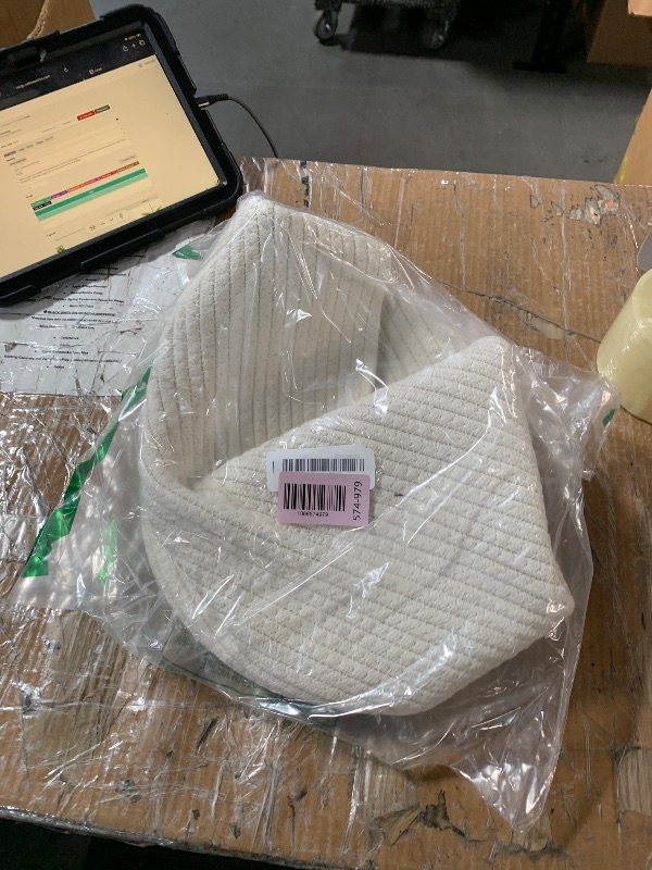 Photo 1 of **all white**

Dahey Small Cotton Rope Plant Basket Woven Plant Coiled Basket for Up to 7" Planter, Decorative Flower Pot Cover Closet Storage Bin Table Desk Organizer for Home Decor, White and Beige