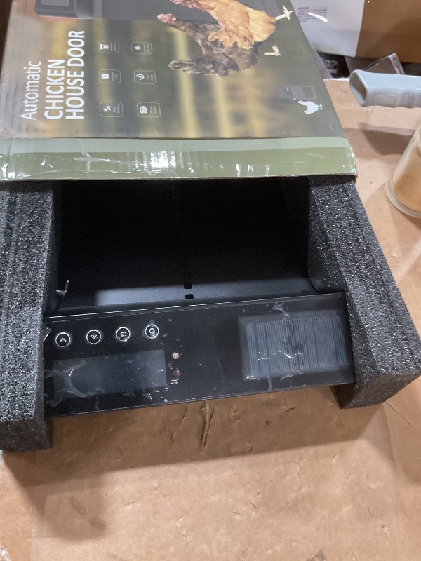 Photo 1 of ***MISSING POWER CORD*** Automatic Chicken Coop Door with App, Battery Solar Powered, Automatic Chicken Door with Timer & Light Sensor - App Remote Control, Anti-Pinch Safety Design & Durable Aluminum