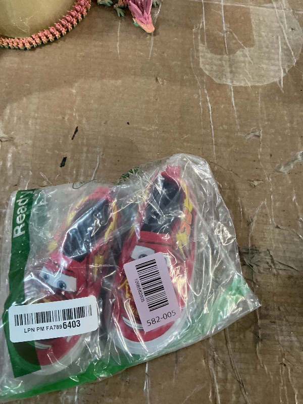 Photo 1 of ***(HEAVILY USED/ MINOR DAMAGE)***Cars Lightning McQueen Lowtop Sneakers for Boys - Low Top Shoes Slipon Closure Cushioned Lightweight Terry Cloth - Red (Size 5 Toddler)