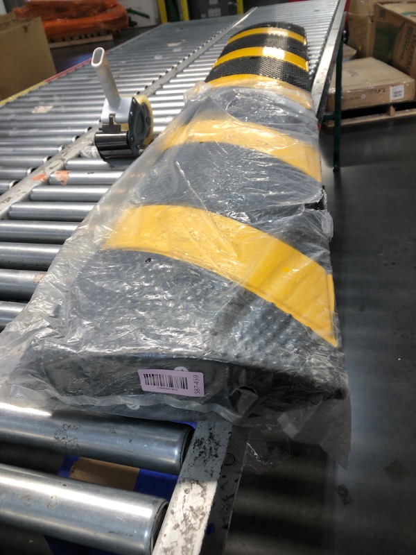 Photo 1 of ***Missing Hardware** VEVOR 2PCs 6 ft/72'' Rubber Speed Hump, 2 Channel, 22000 lbs Capacity Heavy Duty Traffic Speed Bump, with High Reflective Yellow Strip 8 Expansion Screws and 1 Drill, for Asphalt Concrete Gravel Roads