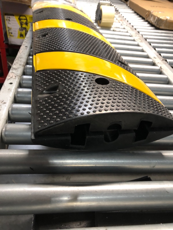 Photo 1 of ***Missing Hardware** VEVOR 2PCs 6 ft/72'' Rubber Speed Hump, 2 Channel, 22000 lbs Capacity Heavy Duty Traffic Speed Bump, with High Reflective Yellow Strip 8 Expansion Screws and 1 Drill, for Asphalt Concrete Gravel Roads