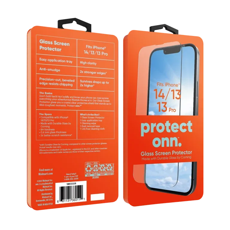 Photo 1 of  onn glass screen protector iphone 14/13/13 pro, 1 Count 