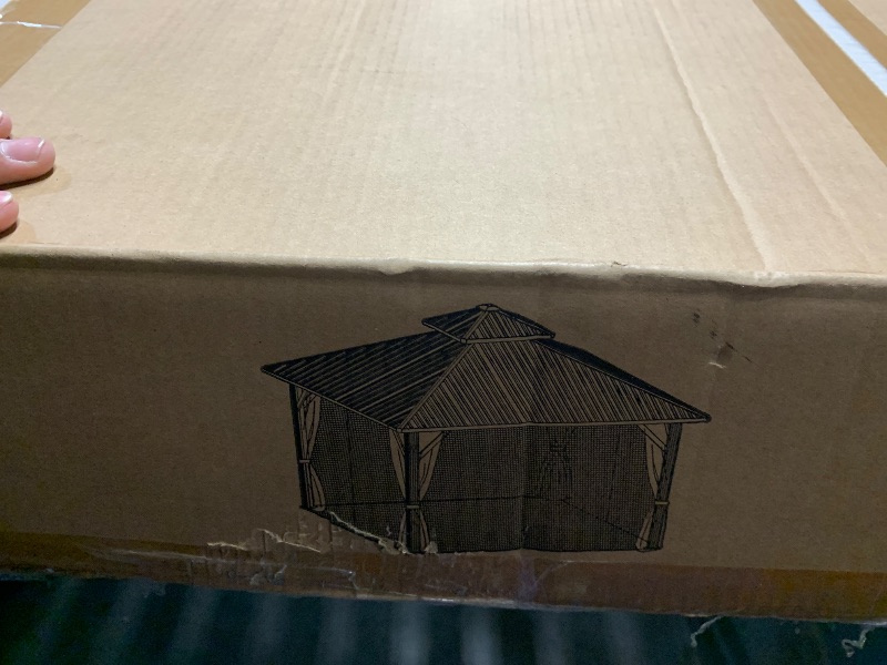 Photo 1 of ***STOCK PHOTO FOR REFERENCE ONLY***
MISSING BOXES
YOLENY 10' x 12' Hardtop Gazebo, Metal Gazebo with Aluminum Frame, Double Galvanized Steel Roof, Curtains and Netting Included, Pergolas for Patios, Garden, Parties, Lawns