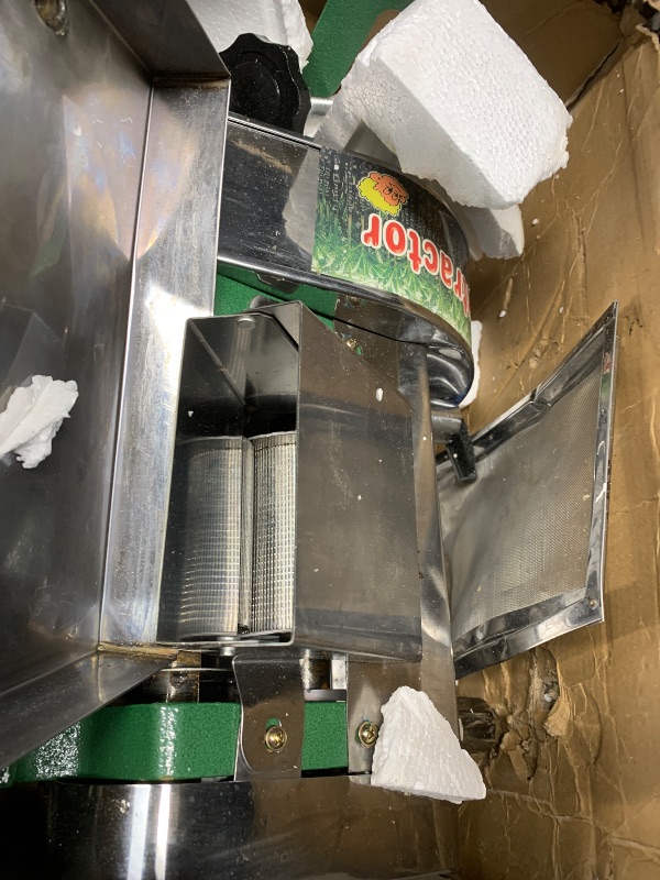 Photo 1 of ***FOR PARTS ONLY***
Manual Sugar Cane Press Juicer, Heavy-Duty Triple Stainless Steel Roller Design, Motor-Ready Interface, 2.5" Wide Inlet, High-Yield Hand Crank Cane Extractor for Home & Small Commercial Use