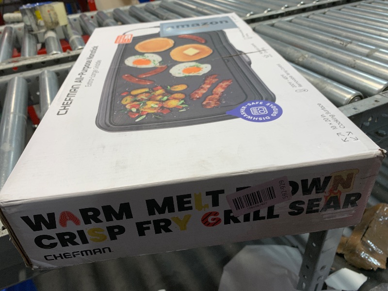 Photo 1 of ***Missing Power Cord*** Chefman XL Electric Griddle with Removable Temperature Control, Immersible Flat Top Grill, Burger, Eggs, Pancake Griddle, Nonstick Extra Large Cooking Surface, Slide Out Drip Tray, 10 x 20 Inch