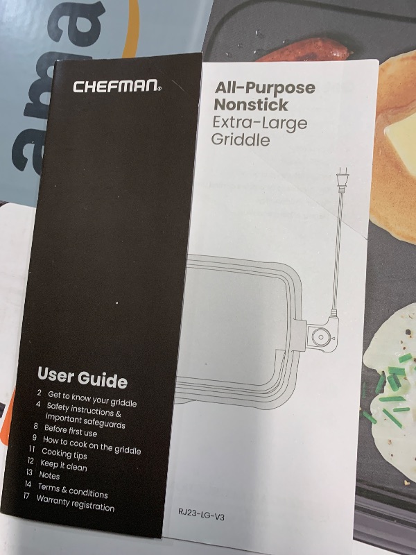 Photo 1 of ***Missing Power Cord*** Chefman XL Electric Griddle with Removable Temperature Control, Immersible Flat Top Grill, Burger, Eggs, Pancake Griddle, Nonstick Extra Large Cooking Surface, Slide Out Drip Tray, 10 x 20 Inch