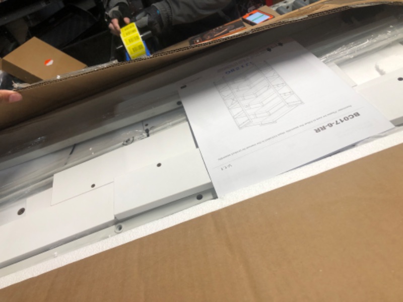 Photo 1 of **PARTS ONLY/SEE NOTES*** Rolanstar Bookshelf 6 Tier with 4 Hooks, Reversible Corner Bookshelf, 69" Industrial Wooden Bookcase with Open Shelves and Metal Frame for Living Room, Bedroom, Home Office, White