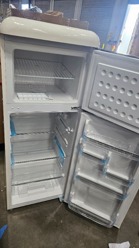 Photo 1 of ***HEAVYUSE DENTS***Frigidaire, 2 Door Apartment Size RETRO Refrigerator with Top Freezer, Chrome Handles, 7.5 cu ft