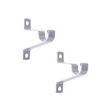 Photo 1 of (2 pack) Mainstays 7/16 in. Diameter Petite Café Metal Curtain Rod Mounting Brackets, Set of 2, Nickel Finish
