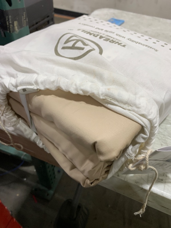 Photo 1 of  Threadmill Luxury Supima Cotton Sheets, Luxury 1000 Thread Count Soft 100% Cotton Sheets for Queen Size Bed, 4 Pc Beige Bed Queen Set, 5-Star Hotel Quality Elasticized Deep Pocket Bed Sheets Set