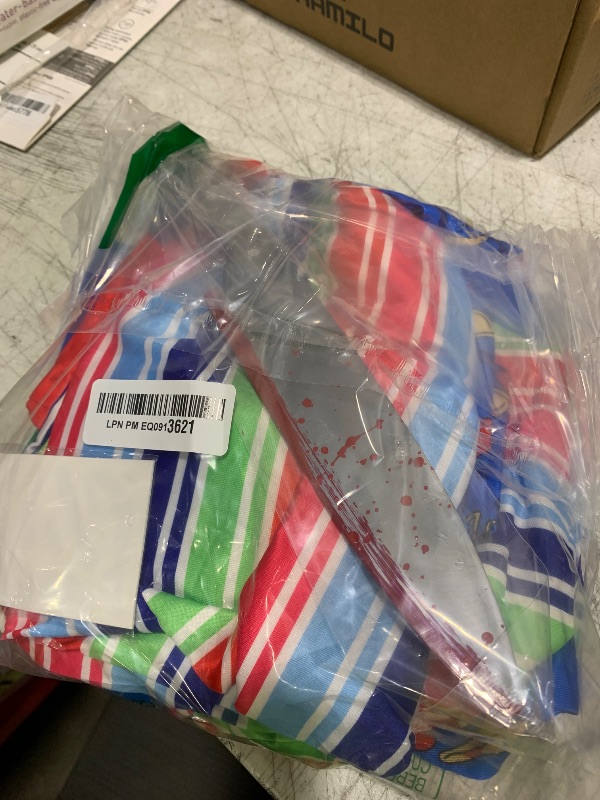 Photo 1 of ?5 Sizes?Halloween Costume Chucky Costume for Adults Men Outfit Women Long Sleeve Overalls Prop Knife Toy Scar Tattoos - M Size