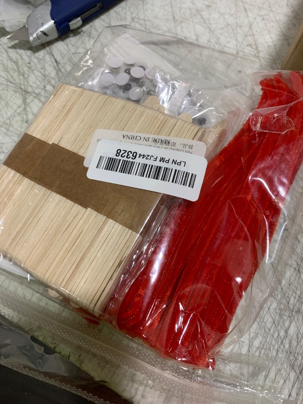 Photo 1 of 100 Set Fork Creativity Set, Plastic Sporks Red Pipe Cleaners Clever Eyes Popsicle Stick,Make Your own Forky