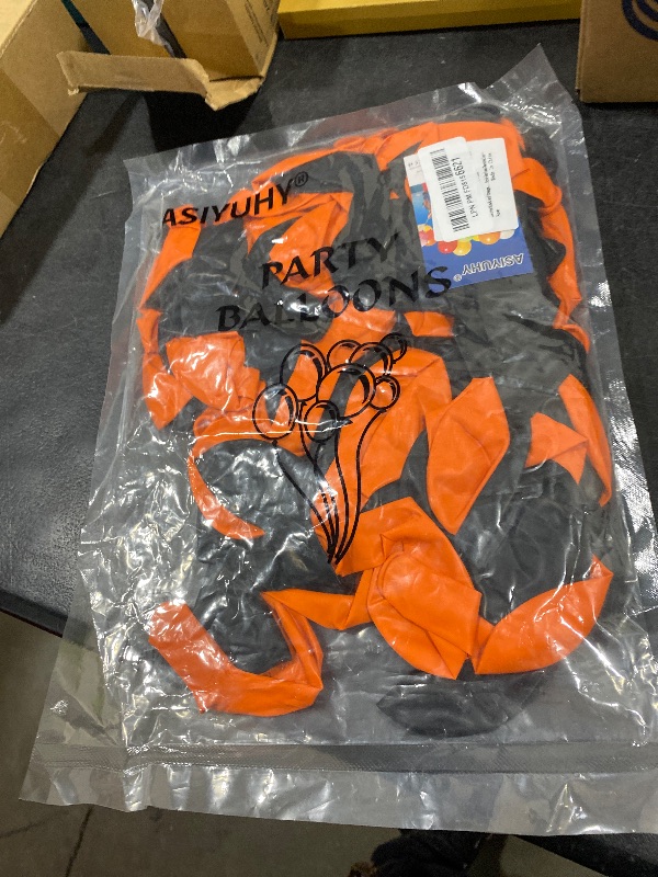 Photo 1 of 100 Pcs Black and Orange Balloons 12 Inch Halloween Latex Balloons Thicken Helium Party Balloons for Halloween,Wedding, Birthday Party Balloon Arch Garland Decoration