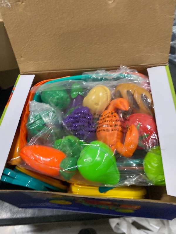 Photo 1 of 100 Pcs Play Food Set for Kids Kitchen, Pretend Food Toy for Toddlers Age 1-3, Plastics Cutting Fake Food/ Fruit/ Vegetable Accessories with 2 Baskets, Birthday Gifts for 2 3 4 5 Years Old Boys Girls