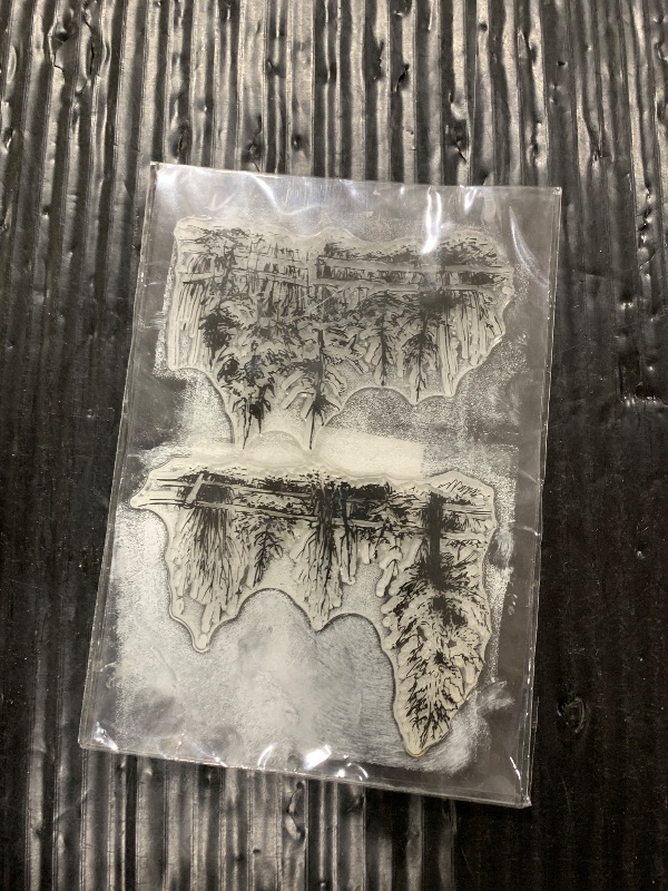 Photo 1 of 2 PCS Tree Fence Scenery Clear Stamps for Card Making and Photo Album Decorations, Landscape Transparent Rubber Stamps Seal for DIY Scrapbooking