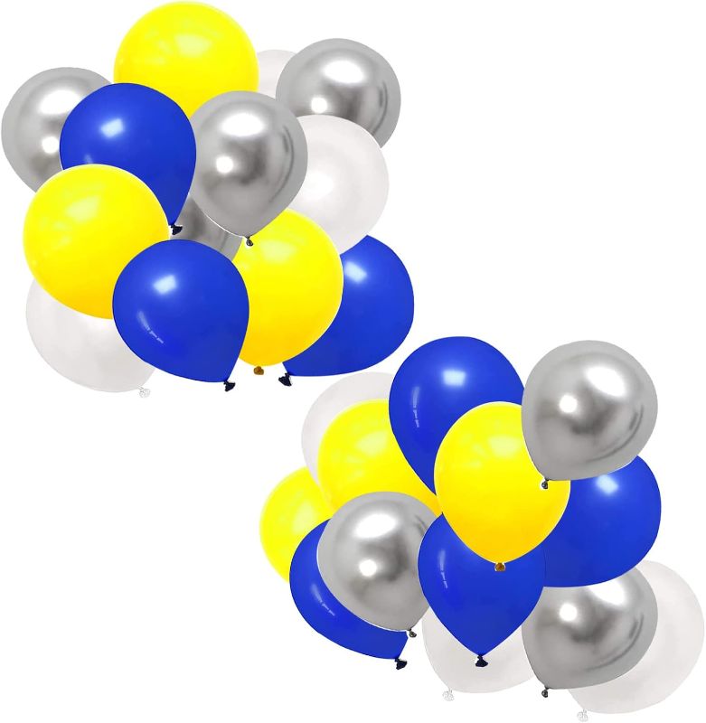 Photo 1 of 
IGUO Yellow Blue Metallic Silver Balloons,Pack of 40pcs Minions Latex Ballloons Party Supplies 12 inch Great for Bat Man Bumblebee Birthday Baby