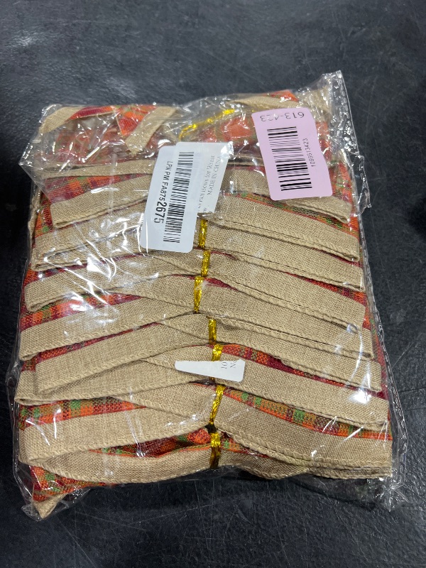 Photo 1 of 10 Pcs Fall Bows for Wreath, Orange Buffalo Plaid Bows, Wreath Ornaments Fall Decor, Decorative Small Burlap Bows for Thanksgiving Dinner Party Supplies