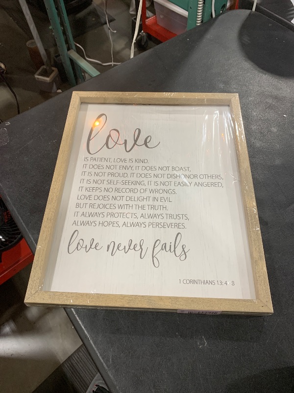 Photo 1 of 1 Corinthians 13 Love is Patient Love is Kind Wood Farmhouse Wall Sign 12x15