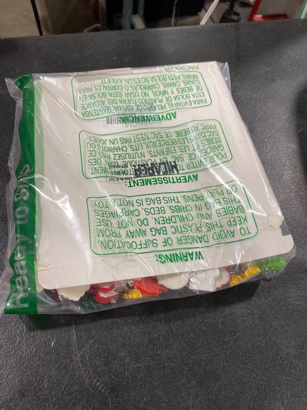 Photo 1 of 100 Mini Christmas Ornaments - Small Resin Tree Decorations with Miniature Snowman, Santa for DIY Crafts & Home Accessories